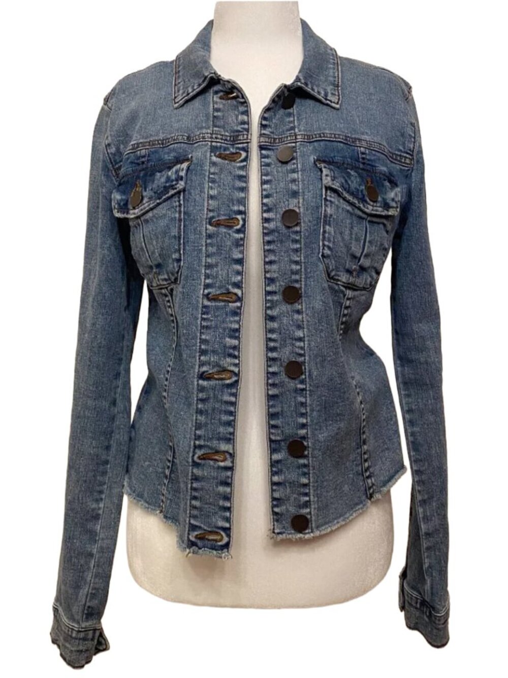 KUT From the Kloth Kara Denim Jean Jacket, Raw Hem Sz S | Classic Fall Staple